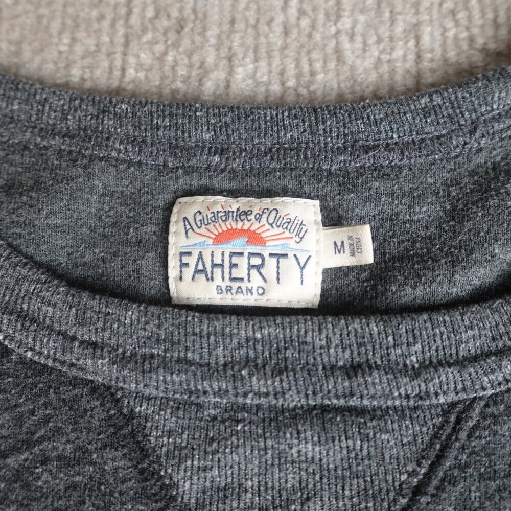 Faherty Sweater Medium Gray Solid Heather Organic… - image 2